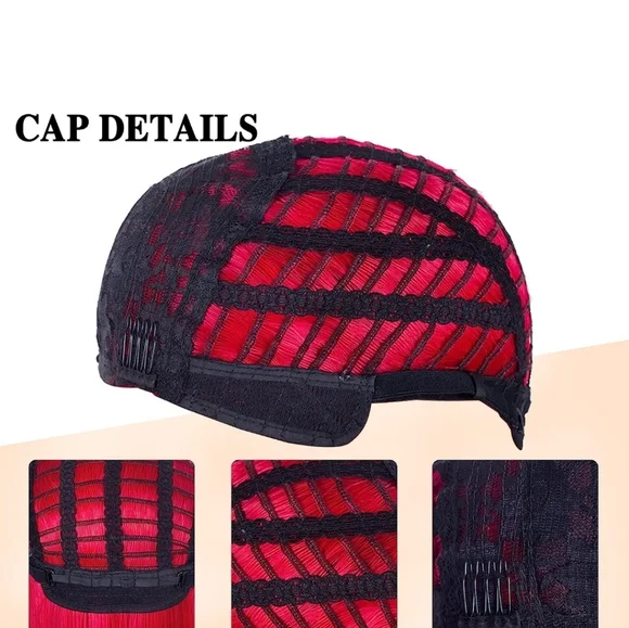 Red Hot Short Bob Wig Synthetic - Picture 6 of 8